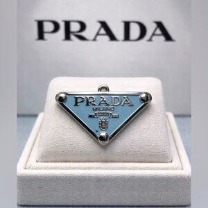Prada stamped blue & Silver pendant/ charm: zipper pull - New